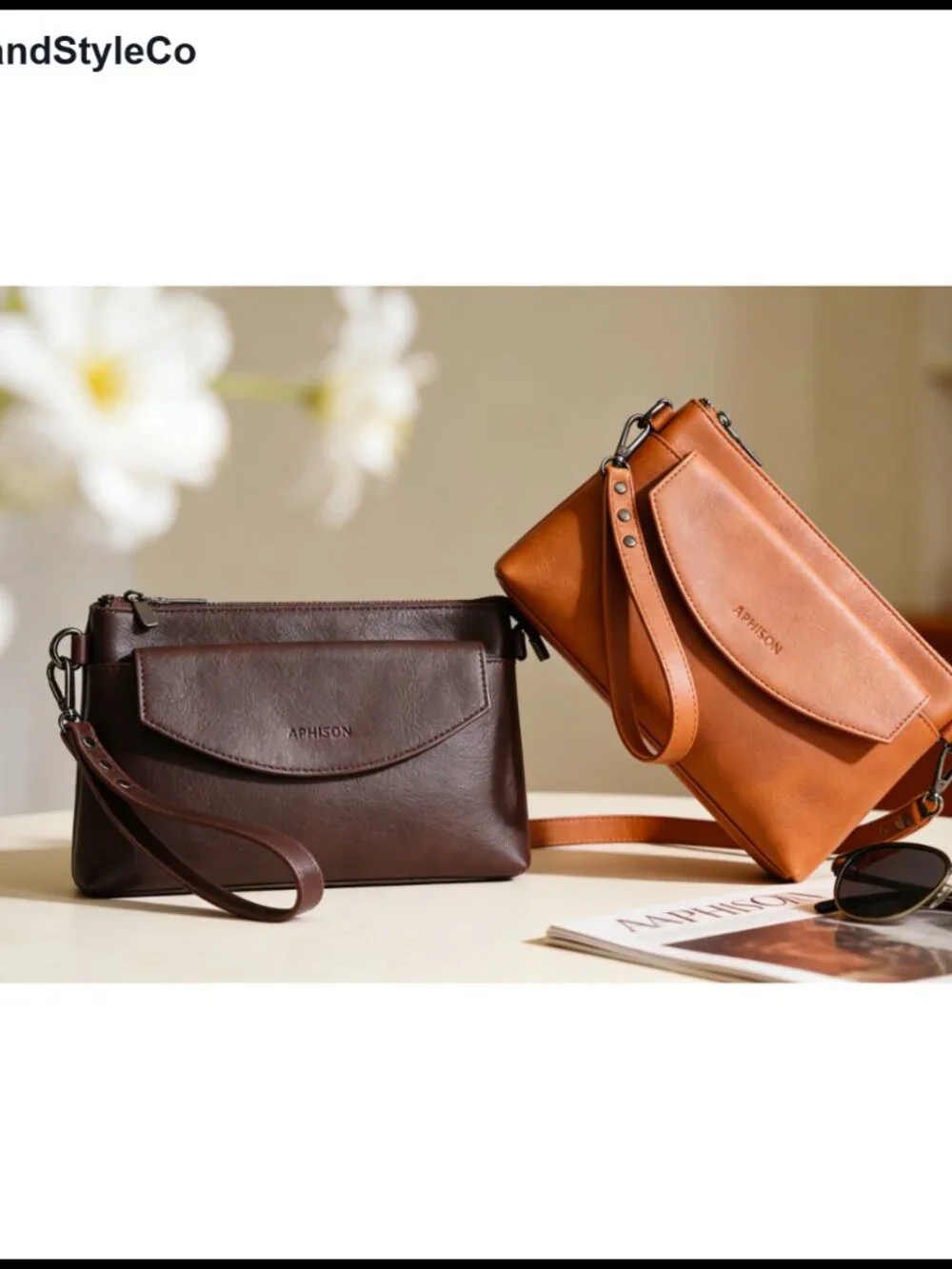 RFID Blocking PU Leather Convertible Wristlet Wallet Crossbody Clutch for Women